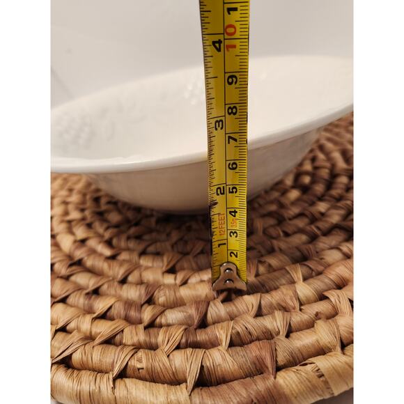 Gibson China Embossed Fruit Serving Bowl 9.5" Apple Grapes Leaves White Single - Picture 12 of 13